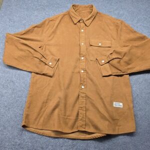 Original Brand Mens Corduroy Button Down Shirt Camel Brown Long Sleeve XL